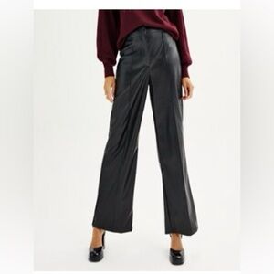Nine West Pleated Faux Leather Trouser Pants Womens 18 Black NEW